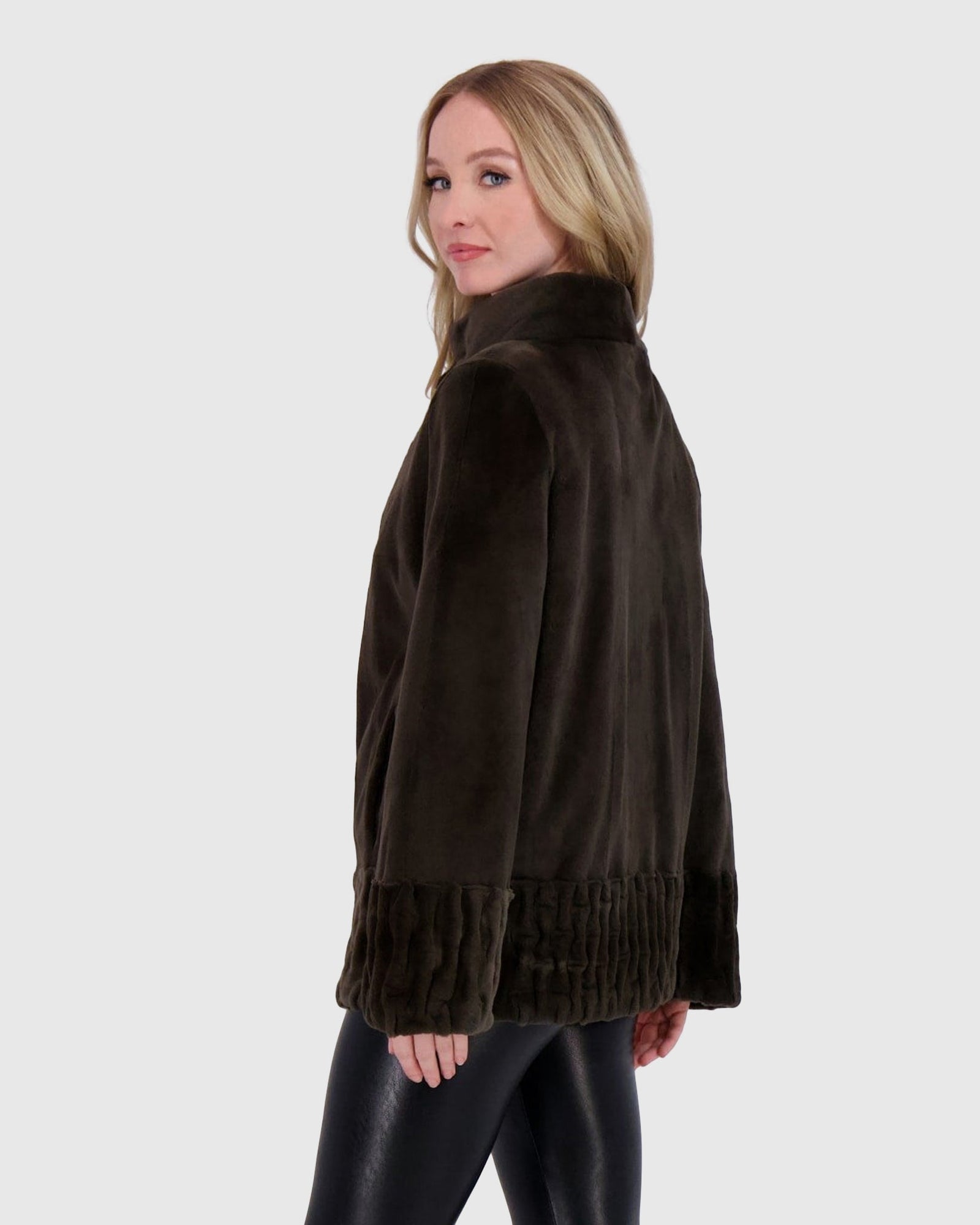 Sheared Mink Jacket | Olive Green