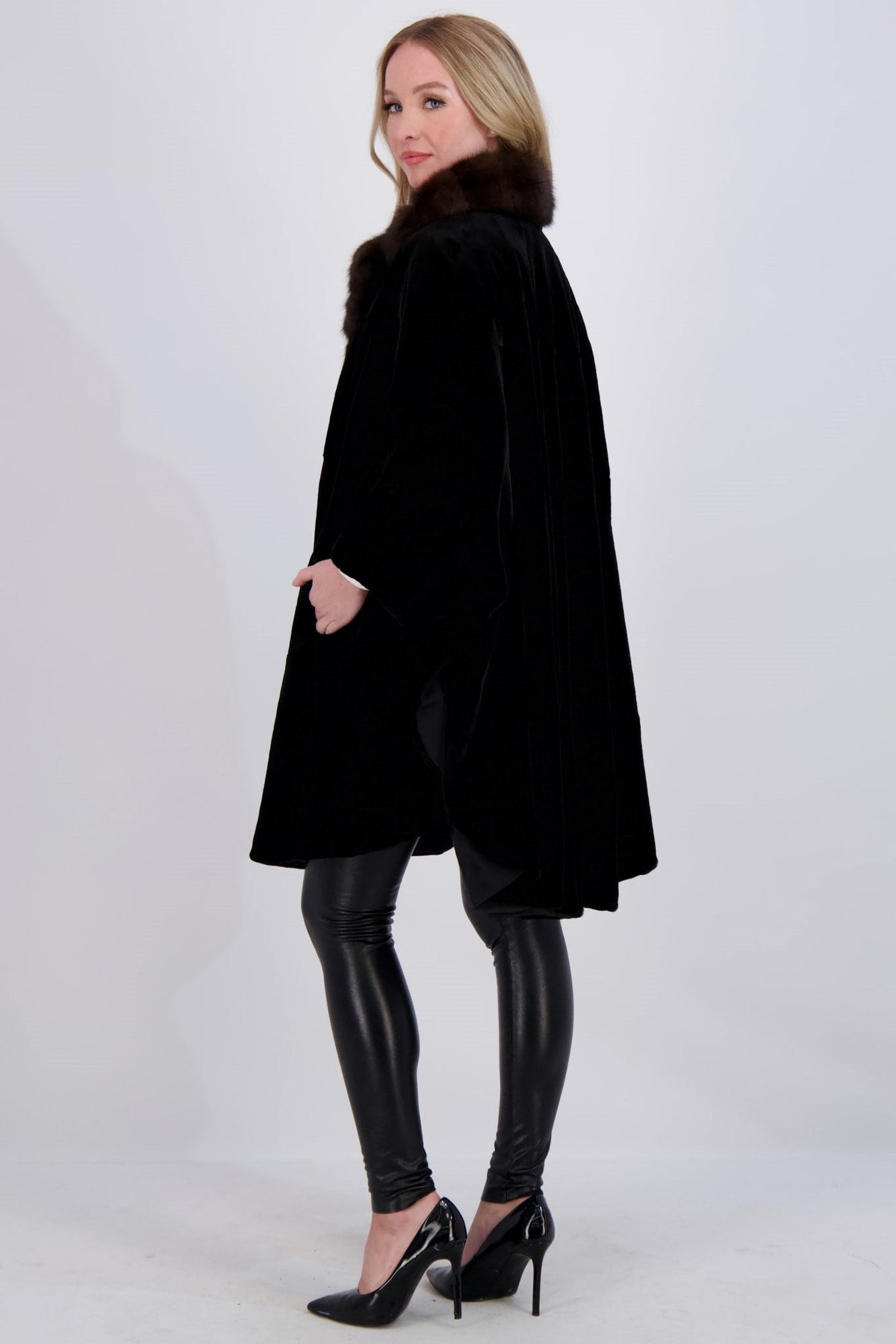 Sheared Mink Jacket W/ Sable | Women | Black