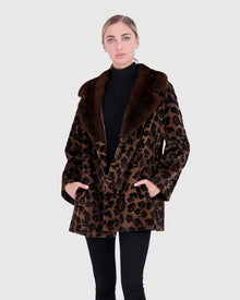 Sheared Mink Jacket With Belt | Brown Animal Print