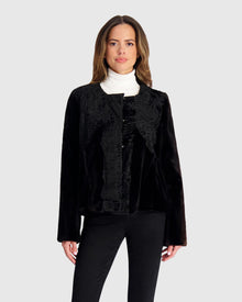 Sheared Mink Jacket With Lamb Trim | Black