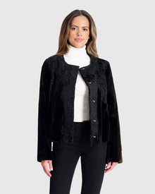 Sheared Mink Jacket With Lamb Trim | Black