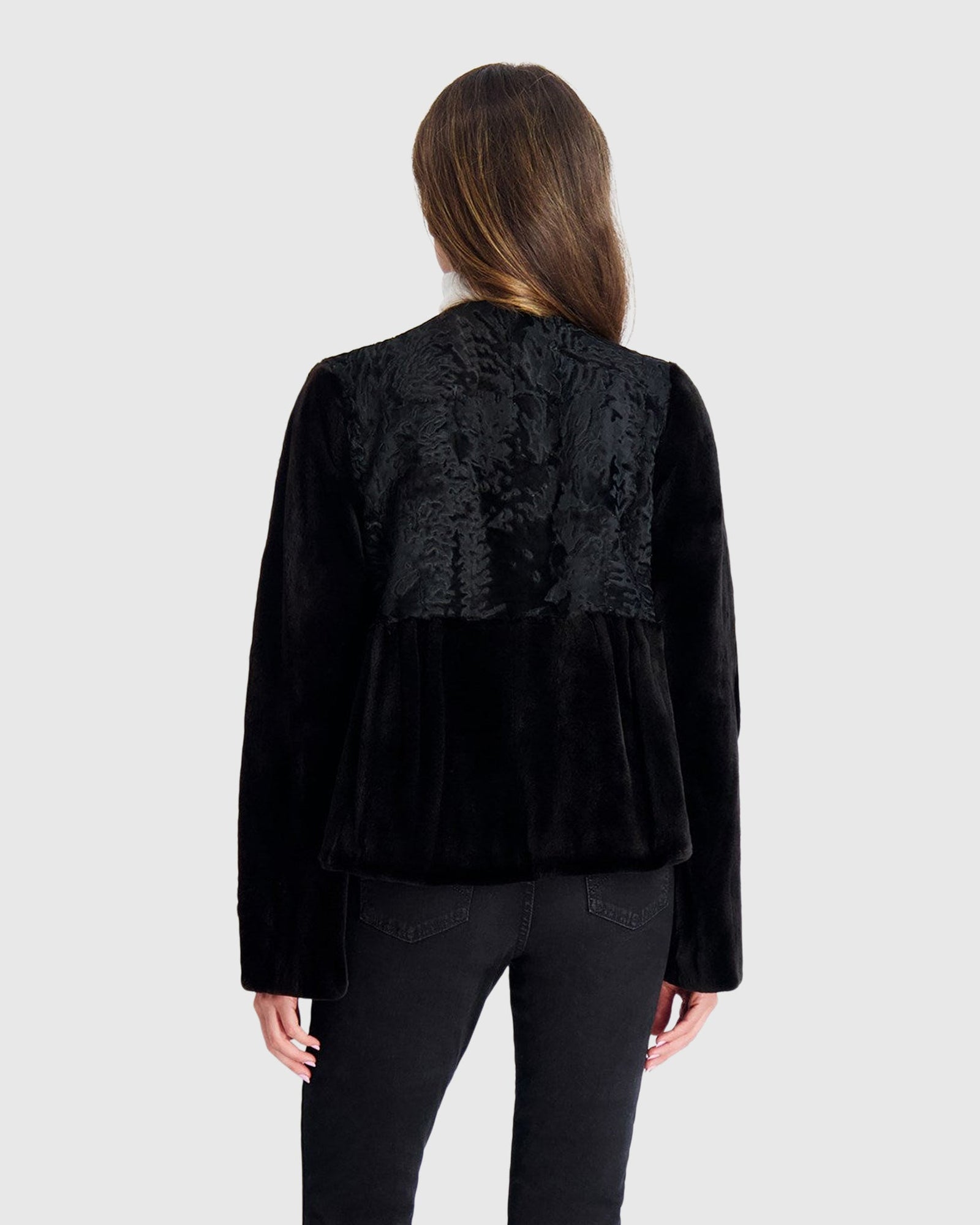 Sheared Mink Jacket With Lamb Trim | Black