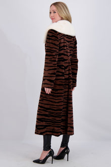 Sheared Mink Short Coat | Women | Brown Tiger Print