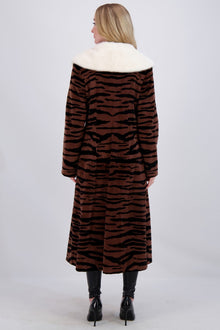 Sheared Mink Short Coat | Women | Brown Tiger Print