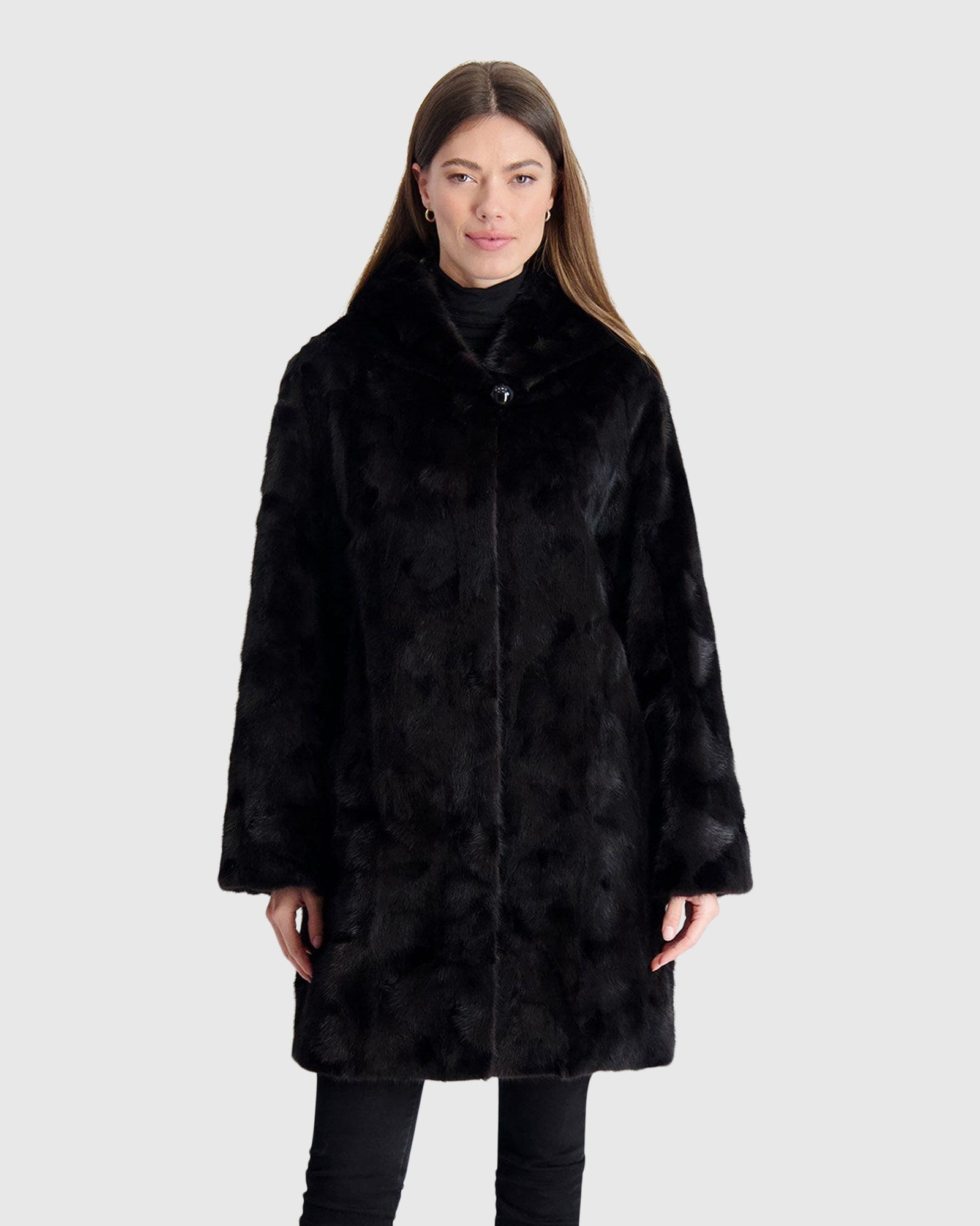 Sheared Mink Sections Parka | Black