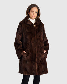 Sheared Mink Sections Parka | Scanbrown