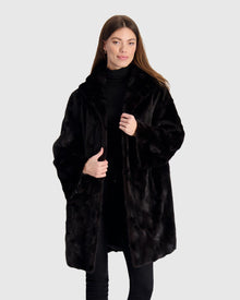 Sheared Mink Sections Parka | Black
