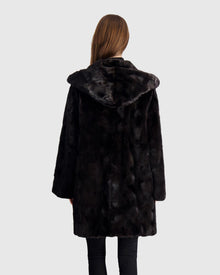 Sheared Mink Sections Parka | Black