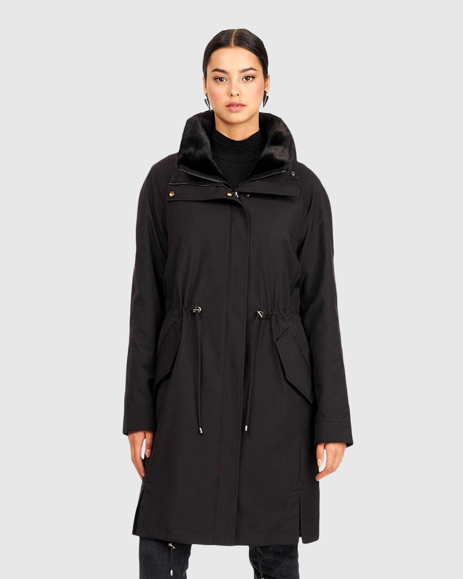 Sheared Mink Stroller With Detachable Parka | Black