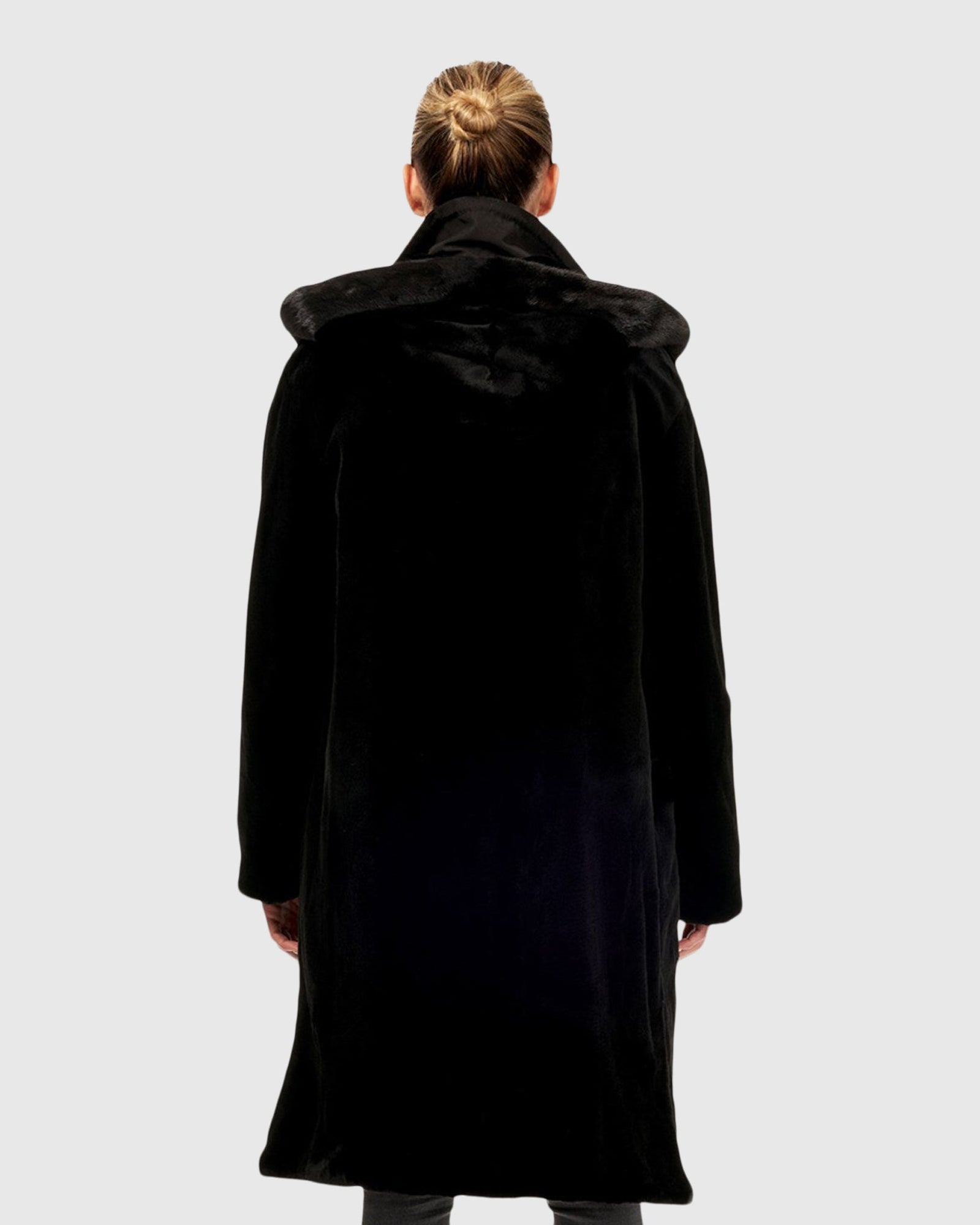 Sheared Mink Stroller With Detachable Parka | Black/Black