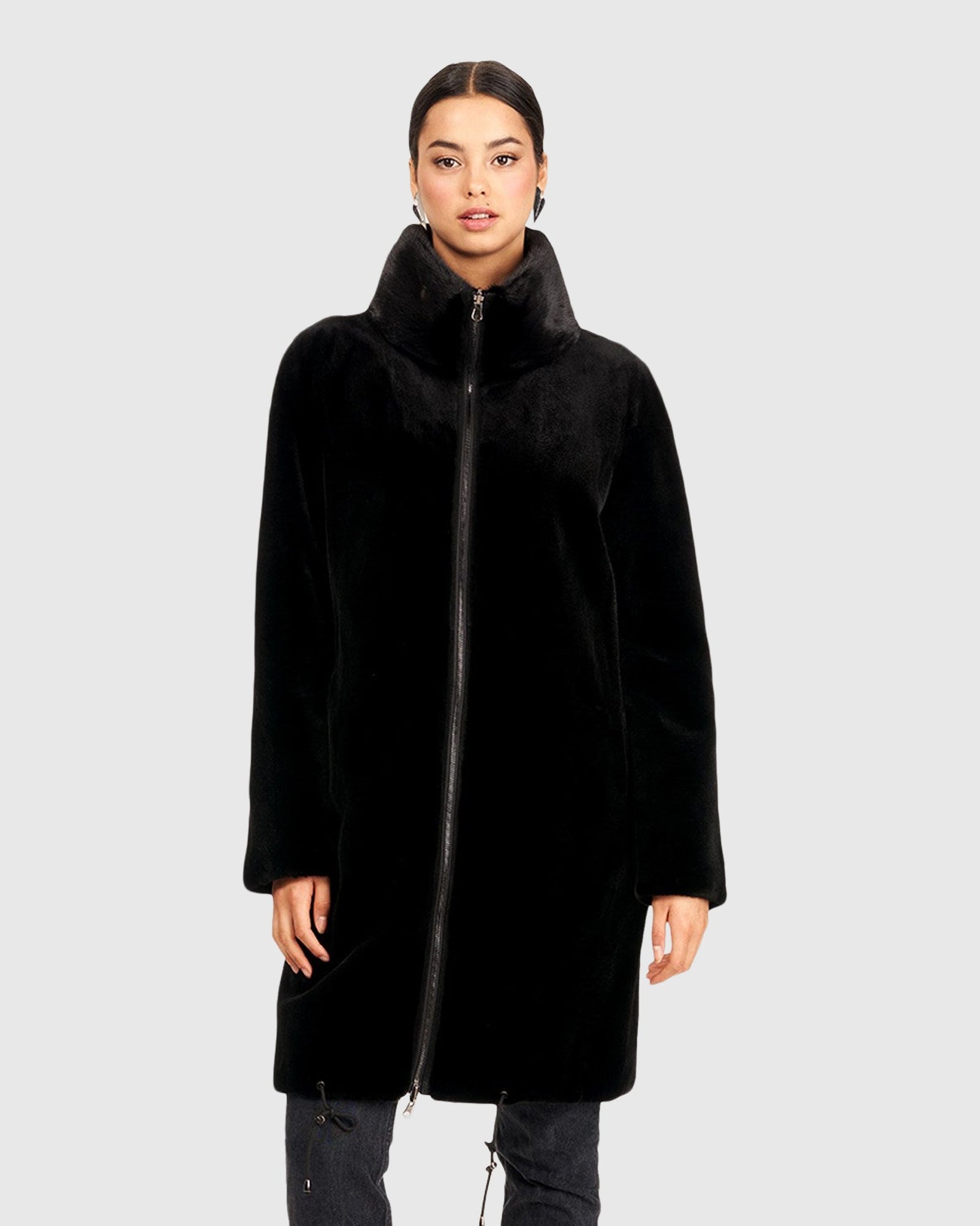 Sheared Mink Stroller With Detachable Parka | Black