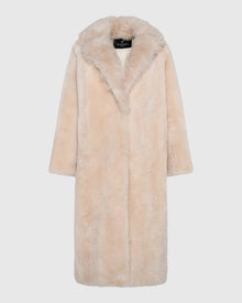 Sheared Select Cashmere Goat Coat With Select Cashmere Goat Collar | Light Beige