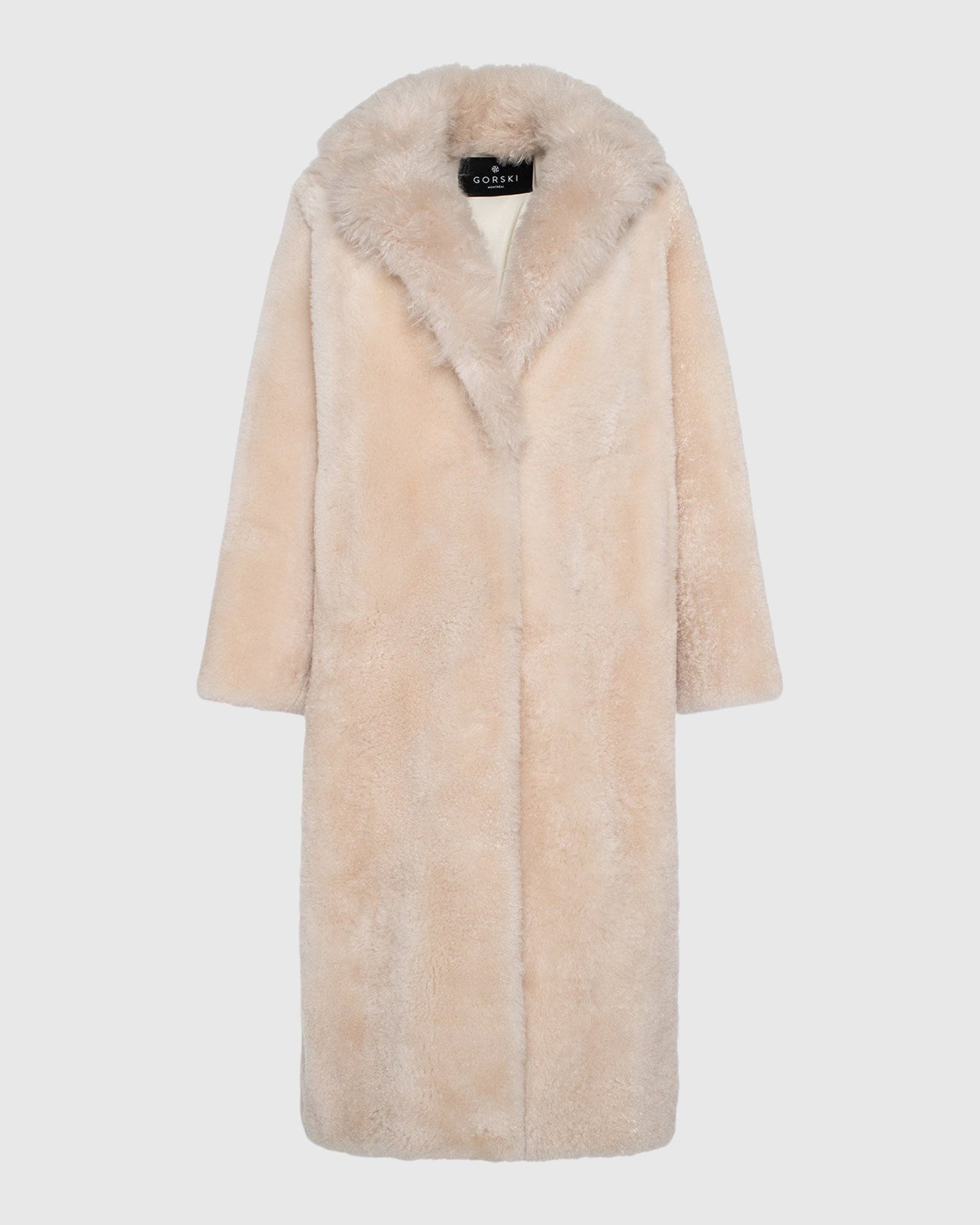 Sheared Select Cashmere Goat Coat With Select Cashmere Goat Collar | Light Beige