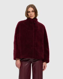 Sheared Select Cashmere Goat Jacket | Burgundy