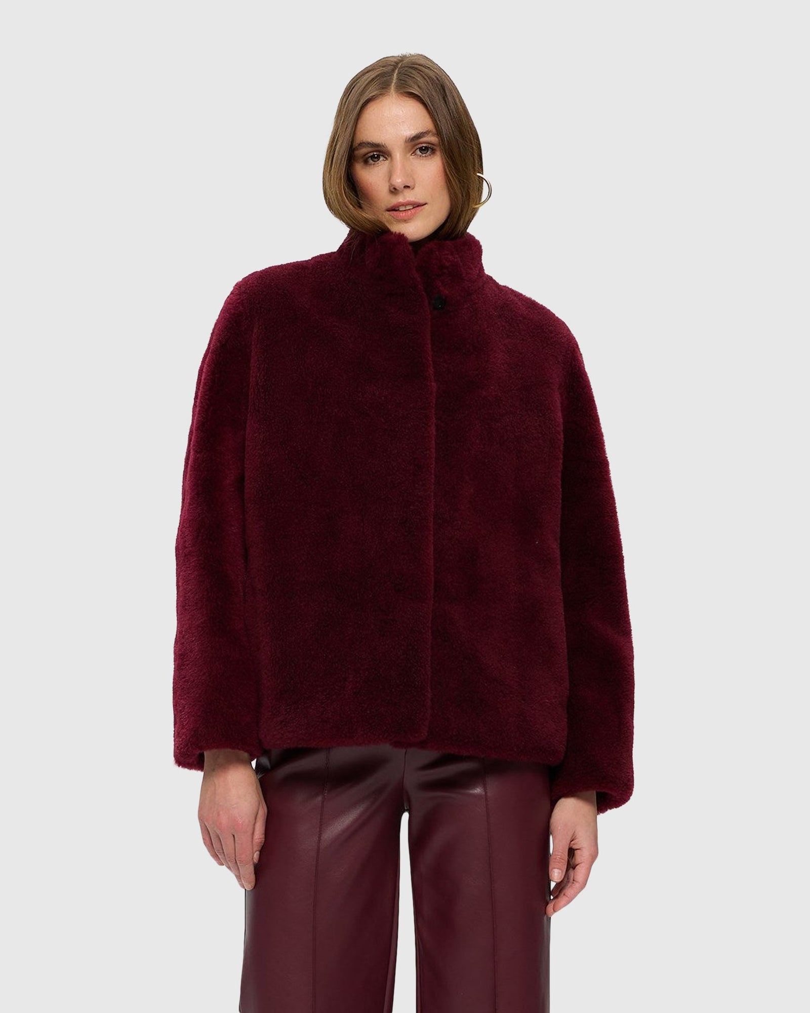 Sheared Select Cashmere Goat Jacket | Burgundy