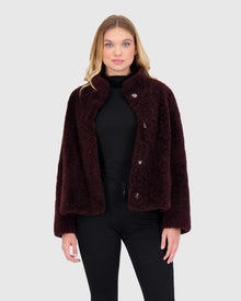 Sheared Select Cashmere Goat Jacket | Dark Burgundy