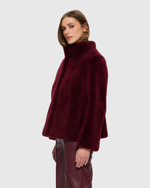 Sheared Select Cashmere Goat Jacket | Burgundy