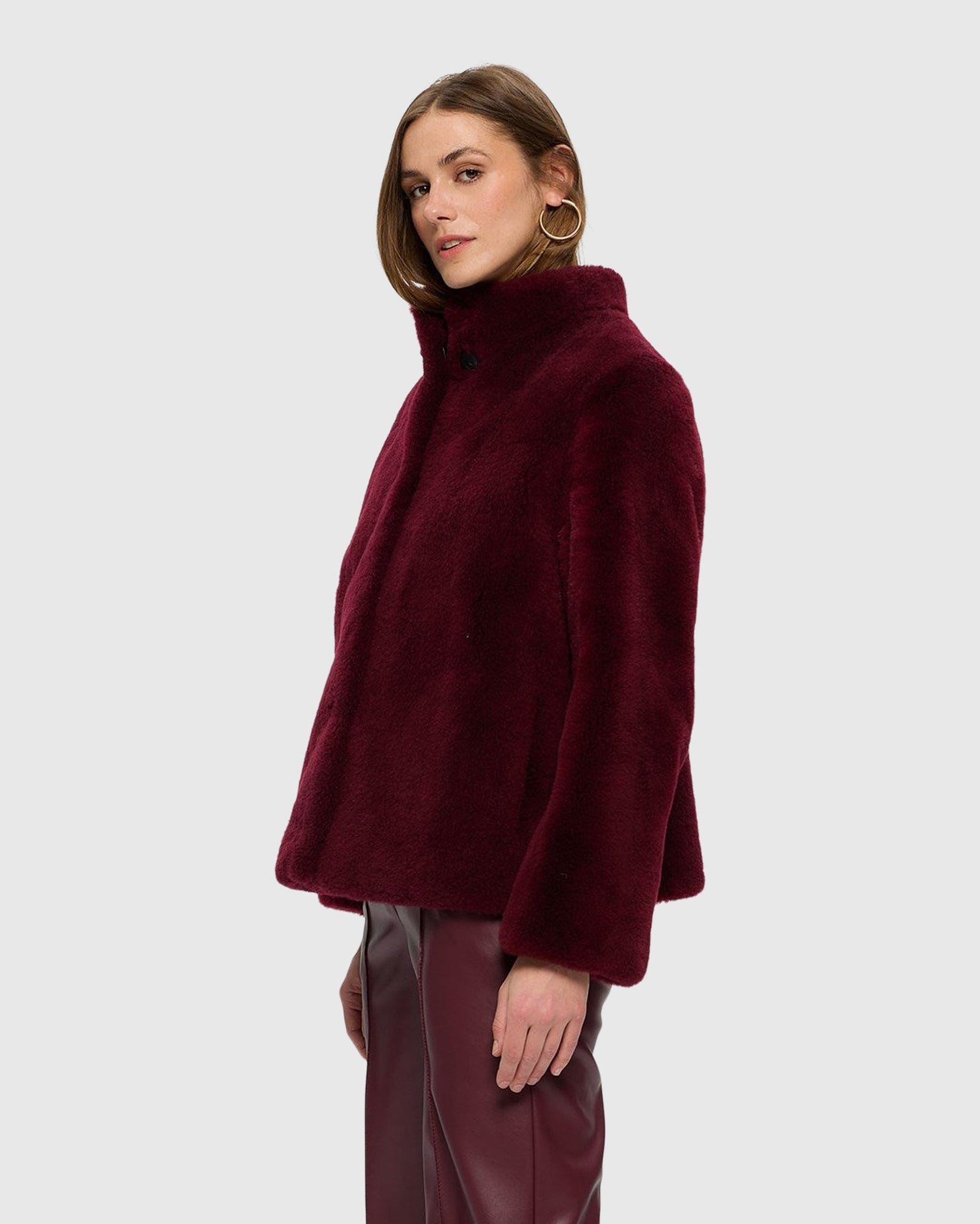 Sheared Select Cashmere Goat Jacket | Burgundy