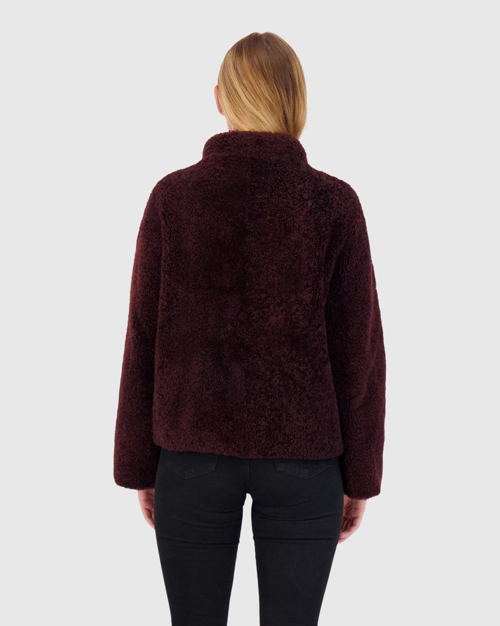 Sheared Select Cashmere Goat Jacket | Dark Burgundy