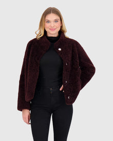 Sheared Select Cashmere Goat Jacket | Dark Burgundy