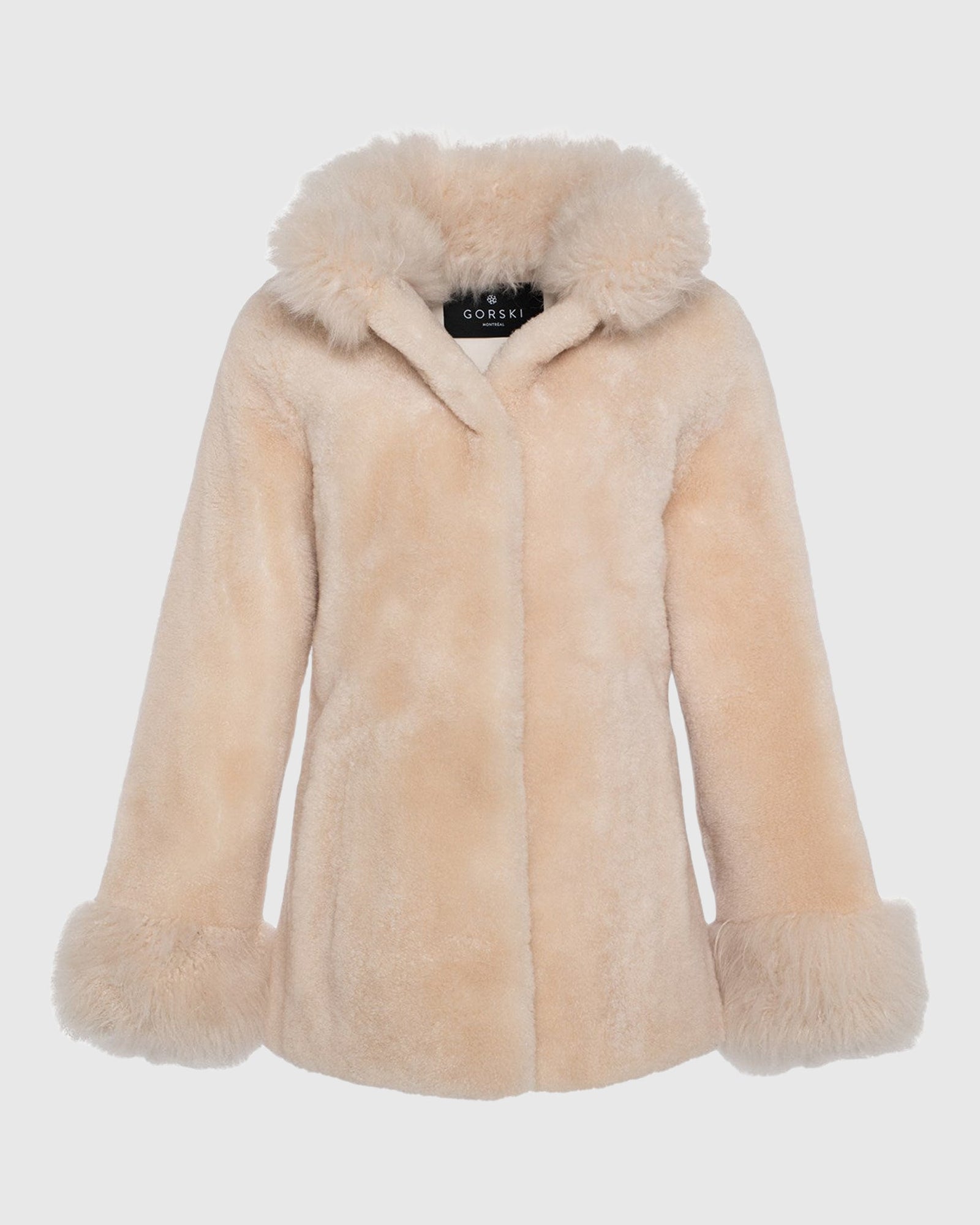 Sheared Select Cashmere Goat Jacket With Select Cashmere Goat Collar And Cuffs | Light Beige