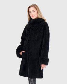 Sheared Select Cashmere Goat Jacket With Select Cashmere Goat Collar & Cuffs | Black