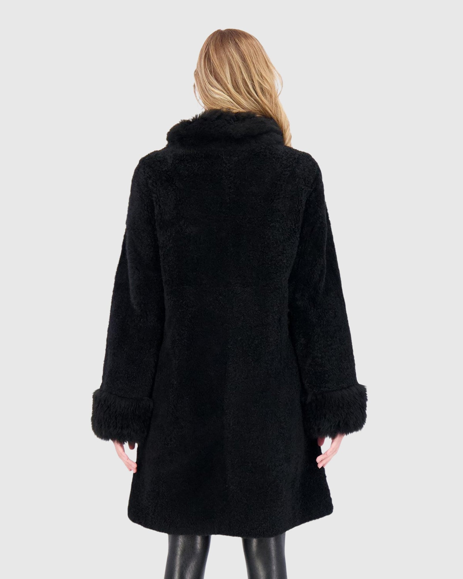 Sheared Select Cashmere Goat Jacket With Select Cashmere Goat Collar & Cuffs | Black