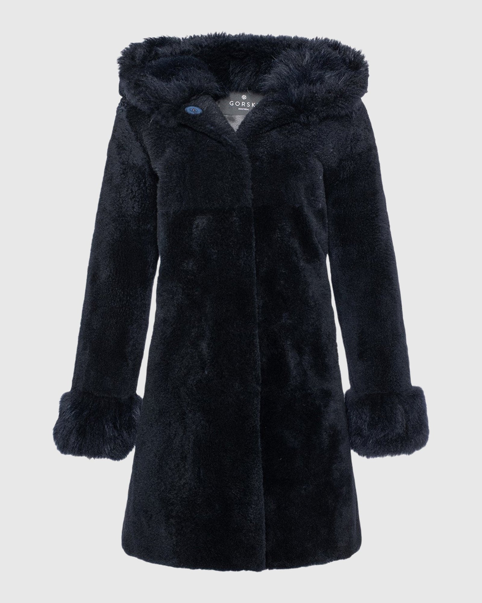 Sheared Select Cashmere Goat Parka With Select Cashmere Goat Hood Trim And Cuffs | Dark Blue