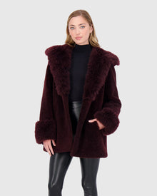 Sheared Select Cashmere Goat Parka With Select Cashmere Goat Hood Trim And Cuffs | Dark Burgundy