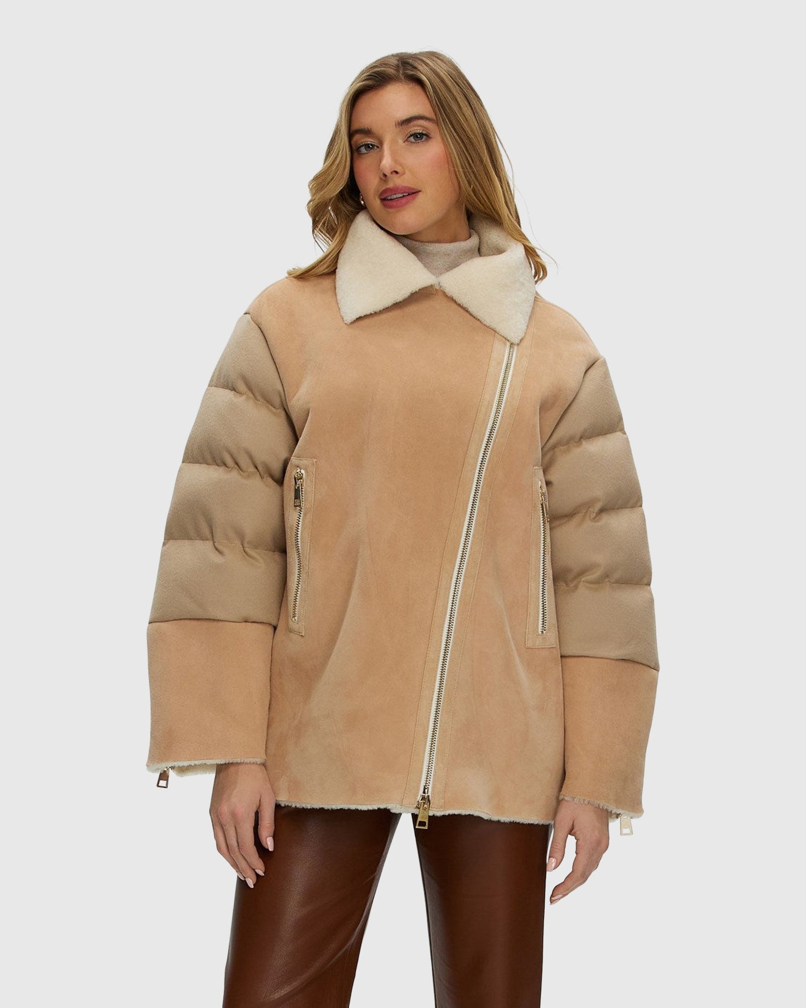 Shearling And Loro Piana Cashmere Quilted Jacket | Blush/Ivory
