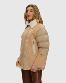 Shearling And Loro Piana Cashmere Quilted Jacket | Blush/Ivory
