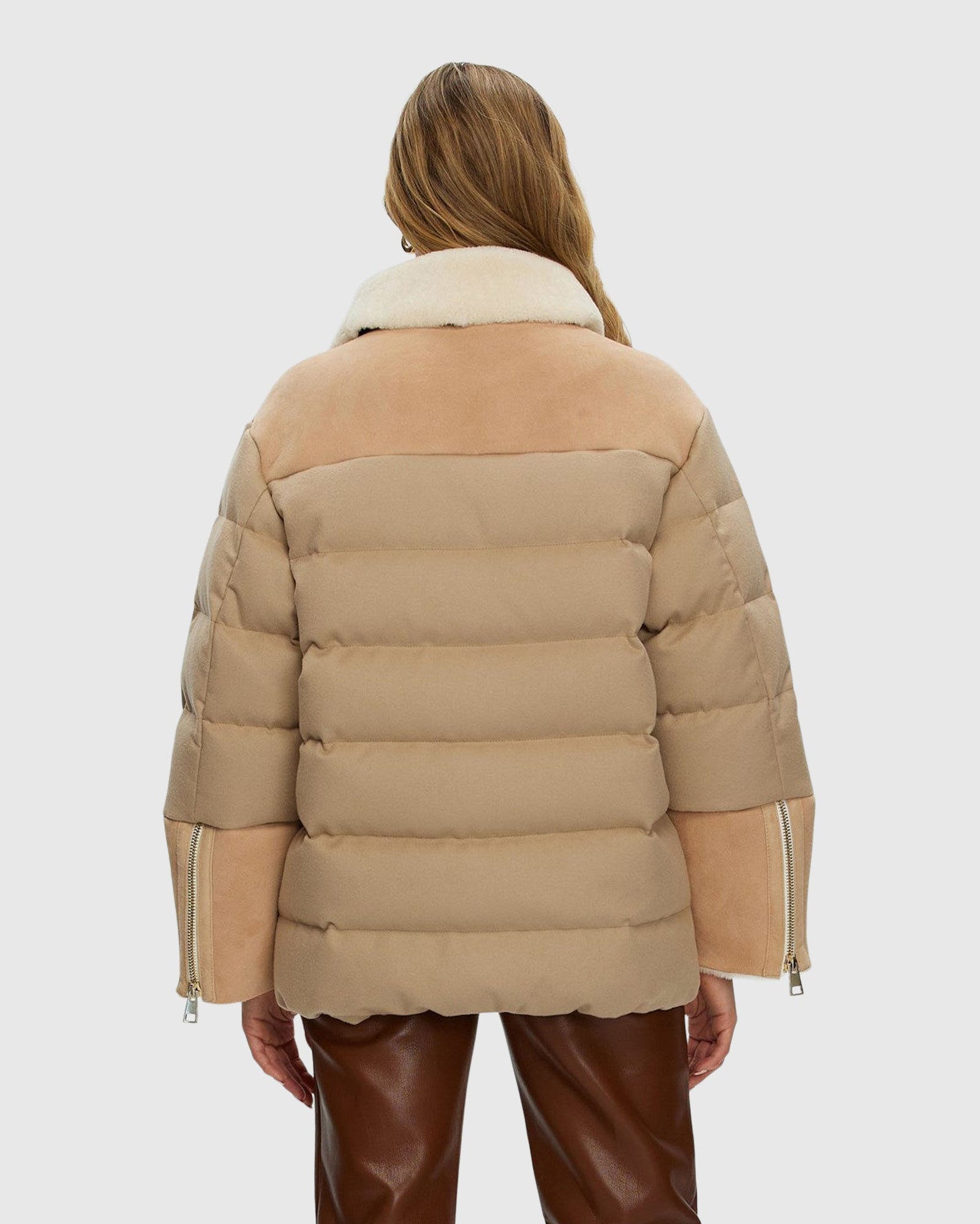 Shearling And Loro Piana Cashmere Quilted Jacket | Blush/Ivory