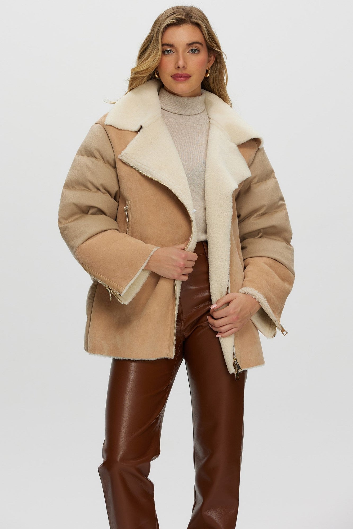 Shearling And Loro Piana Cashmere Quilted Jacket | Women | Blush x Ivory