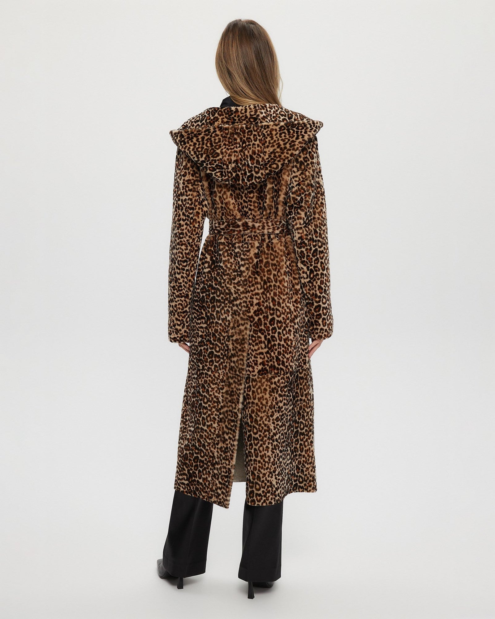 Select Shearling Lamb Coat With Hood | Women | Mini Leopard