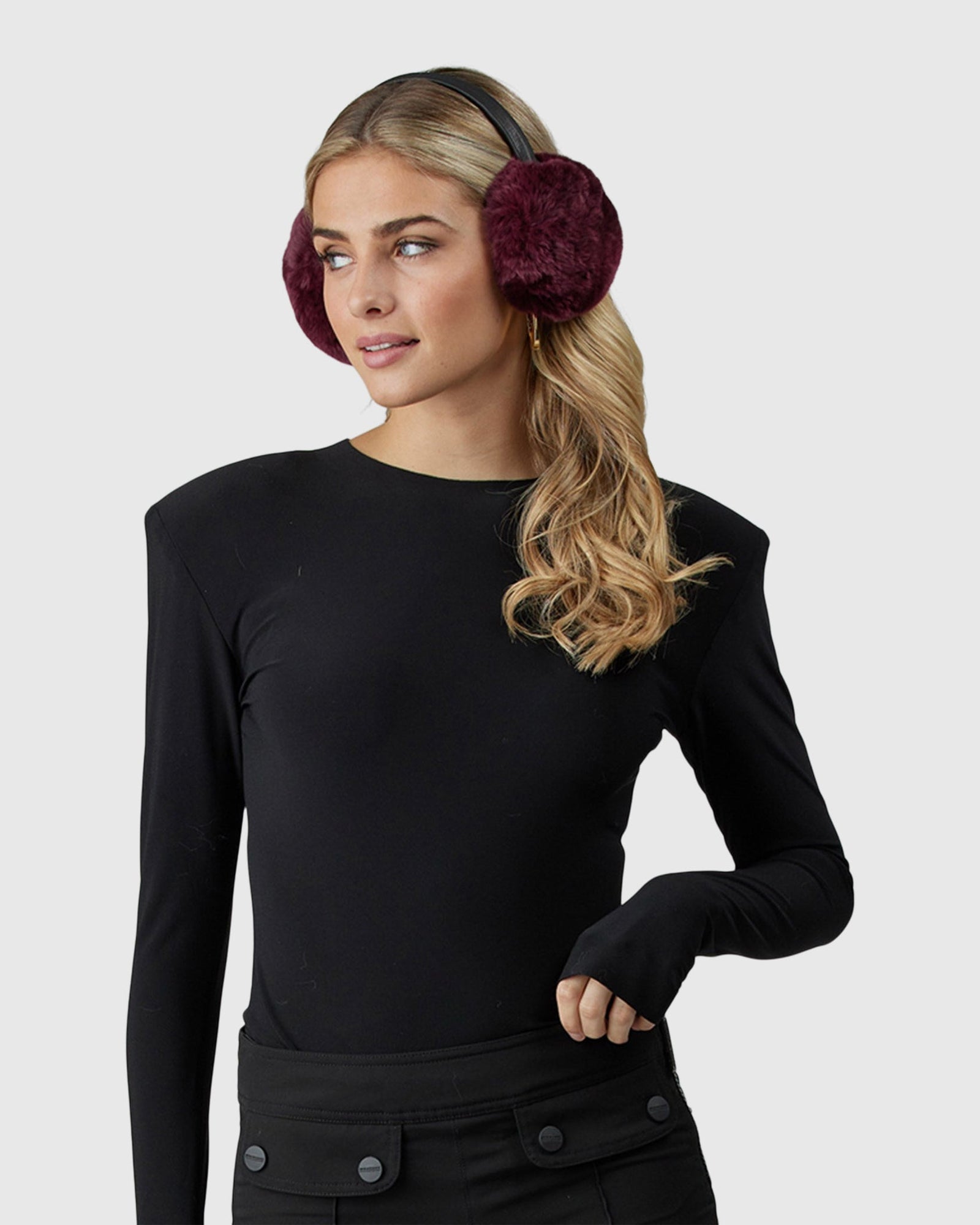 Shearling Lamb Earmuffs | Burgundy