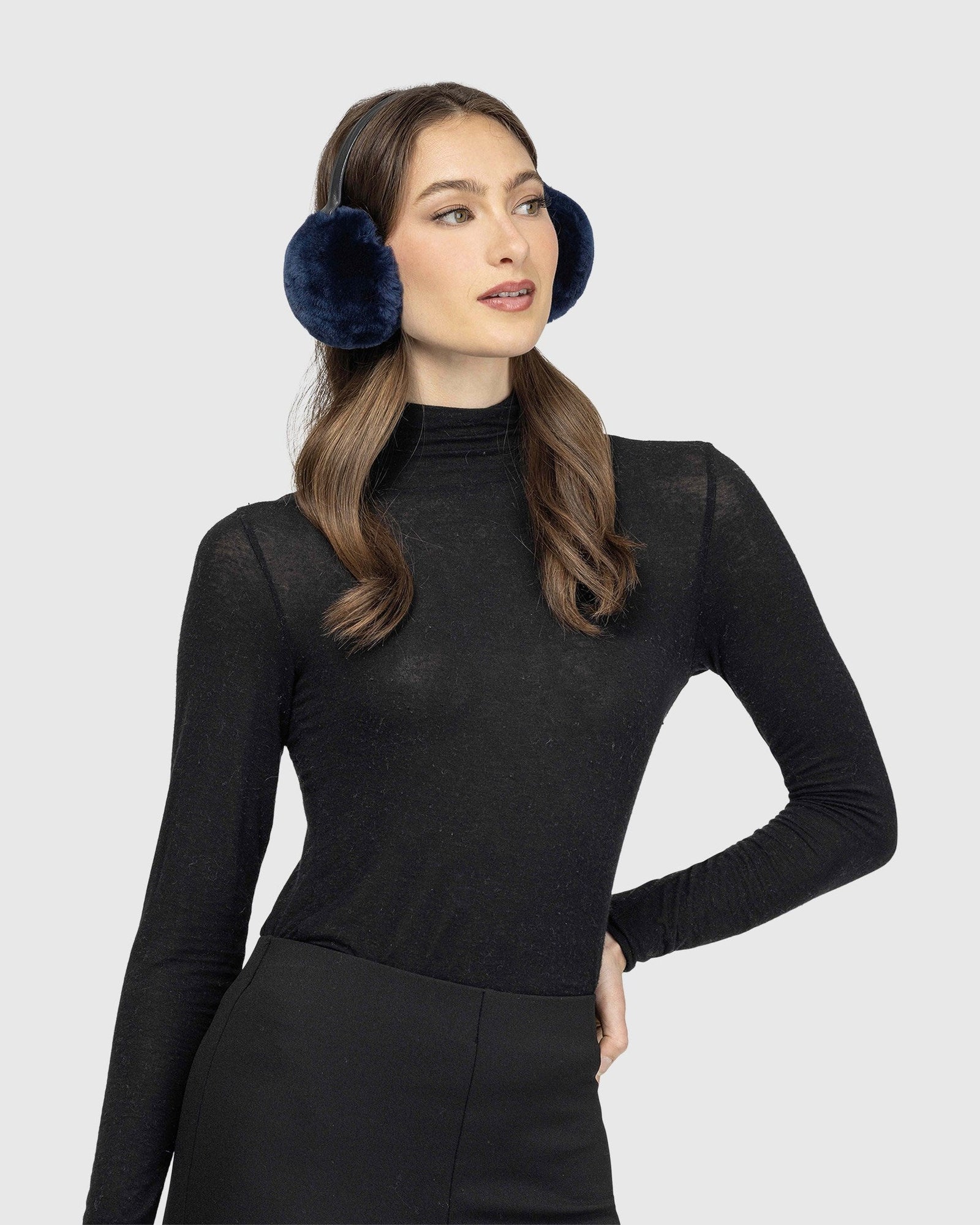 Shearling Lamb Earmuffs | Navy