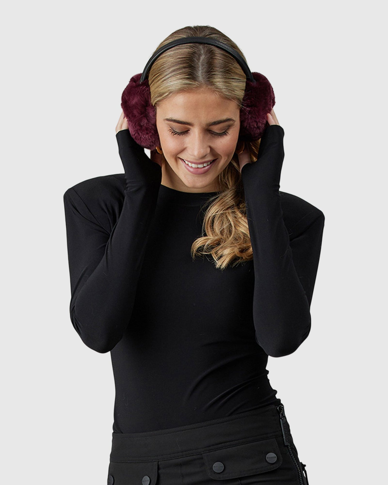 Shearling Lamb Earmuffs | Burgundy