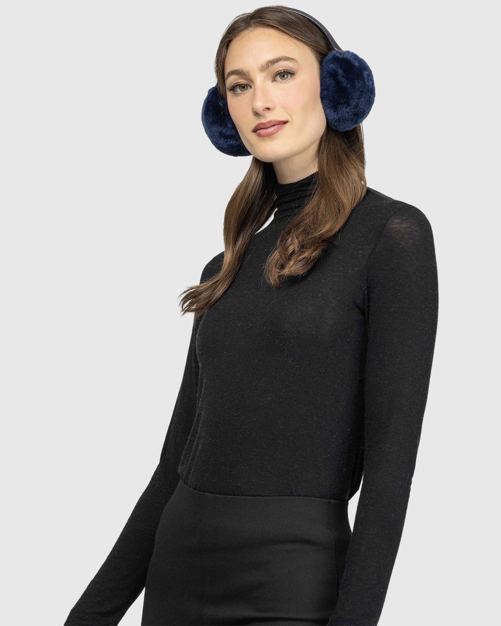 Shearling Lamb Earmuffs | Navy