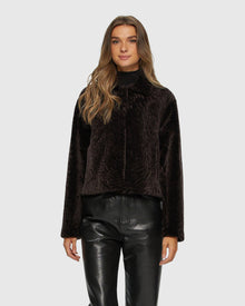 Textured Shearling Lamb Jacket | Brown