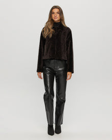 Textured Shearling Lamb Jacket | Women | Brown