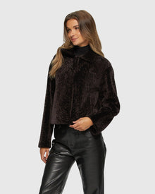 Textured Shearling Lamb Jacket | Brown