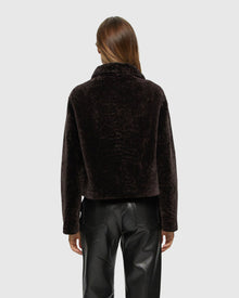 Textured Shearling Lamb Jacket | Brown