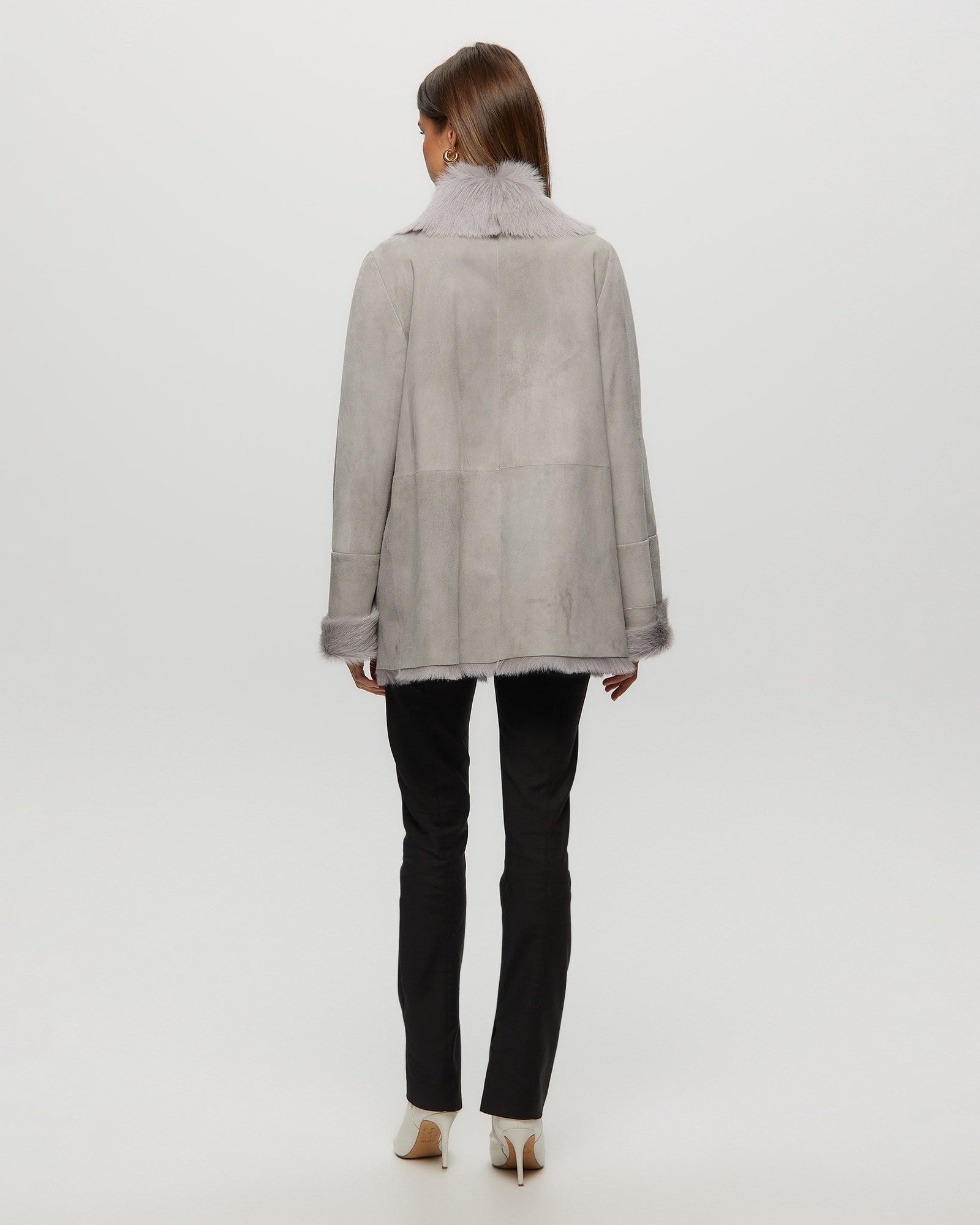 Shearling Lamb Jacket With Toscana Lamb Collar And Cuffs | Women | Light Gray