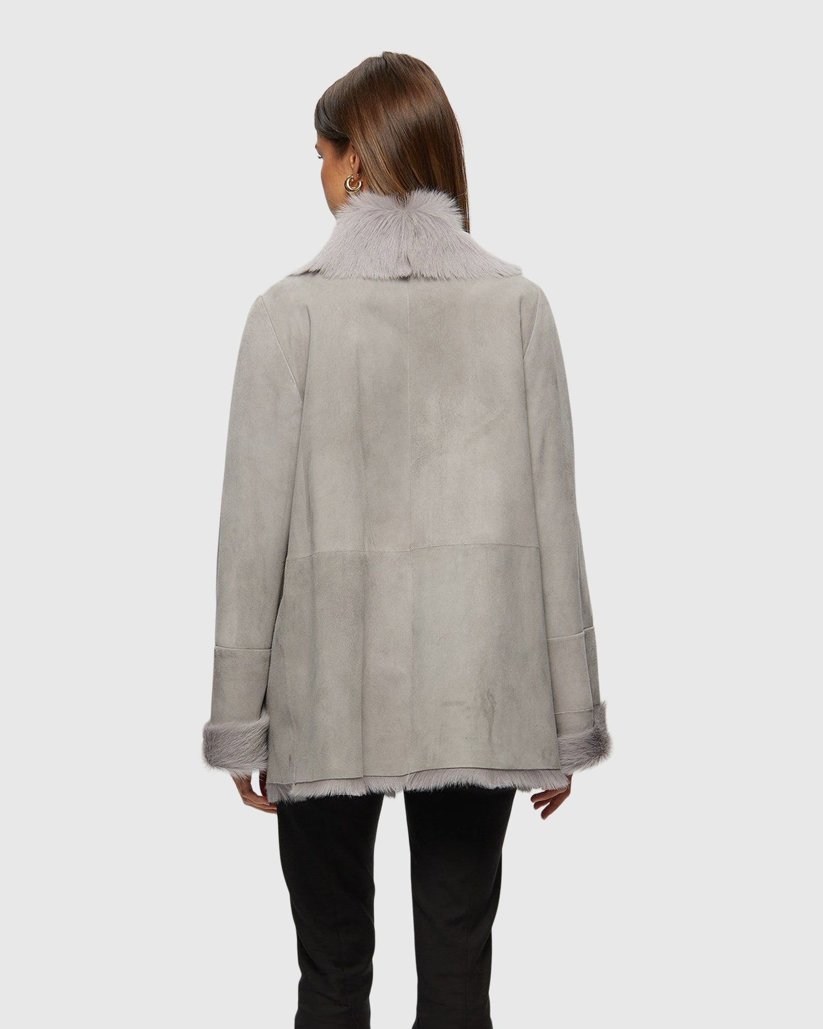 Shearling Lamb Jacket With Toscana Lamb Collar And Cuffs | Light Gray