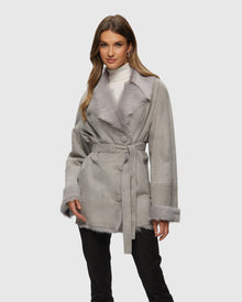 Shearling Lamb Jacket With Toscana Lamb Collar And Cuffs | Light Gray