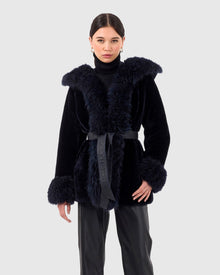 Shearling Lamb Reversible Jacket With Select Select Cashmere Goat Details | Navy/Black