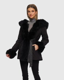 Shearling Lamb Reversible Jacket With Select Select Cashmere Goat Details | Black/Black