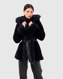 Shearling Lamb Reversible Jacket With Select Select Cashmere Goat Details | Navy/Black