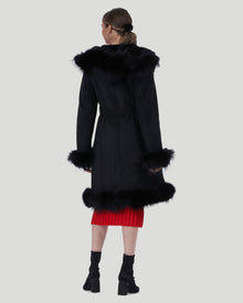 Shearling Lamb Short Coat With Toscana Lamb Tuxedo Collar, Hood Trim, Cuffs & Bottom | Women | Black