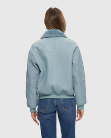 Shearling Lamb Zip Jacket | Pastel Blue
